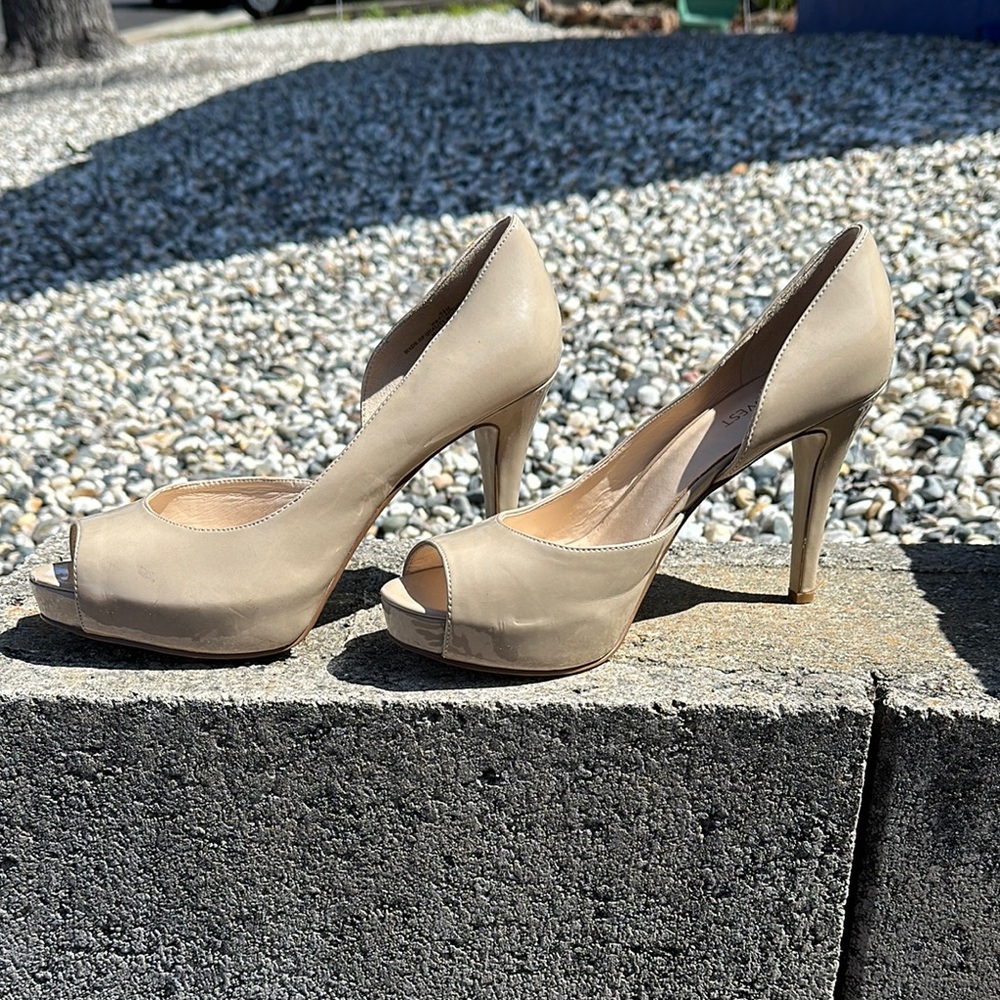 Nine West Tan Platform Heels